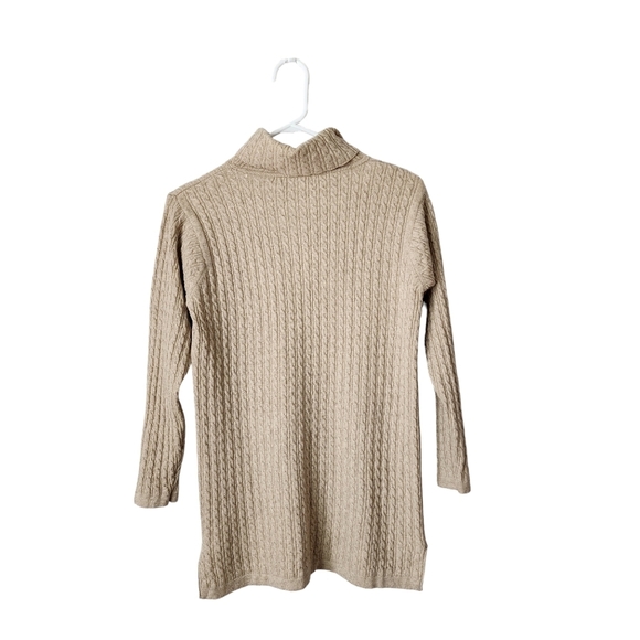 LOCHMERE cable knit cashmere turtleneck sweater in‎ oat size M - Picture 2 of 11